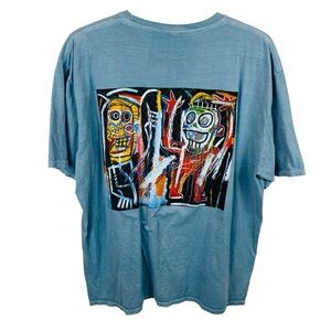 Jean-Michel Basquiat Ripple T-Shirt Men's S/M Blue Art To Wear Artist Tee Artsy